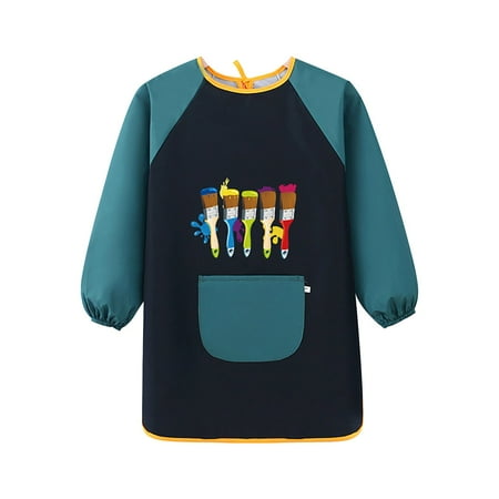 

EnJoCho Kids Aprons for Painting Dark Green & Blue Children s Art Overalls Children s Apron Painting Supplies Long Sleeves Art Aprons with Pockets Cute Cooking Apron for Children Boys Girls