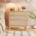 thumbnail image 1 of Commode à 3 Tiroirs pour Chambre, Commode Moderne en Rotin, Coffre de Rangement en Bois pour Couloir, Salon, 1 of 8