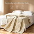 thumbnail image 2 of Phantoscope Diamond Quilted Throw Blanket for Couch Bed Sofa, Soft Solid Color Decorative Blanket, 50x60 Inches, Cream, 2 of 6