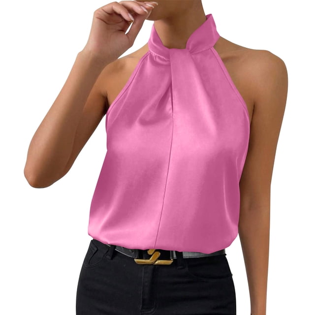 Blusas para las Mujeres Casual Verano Botón Sólido sin Mangas, Blusas sin Mangas para las Mujeres Ligero Verano Uso Diario