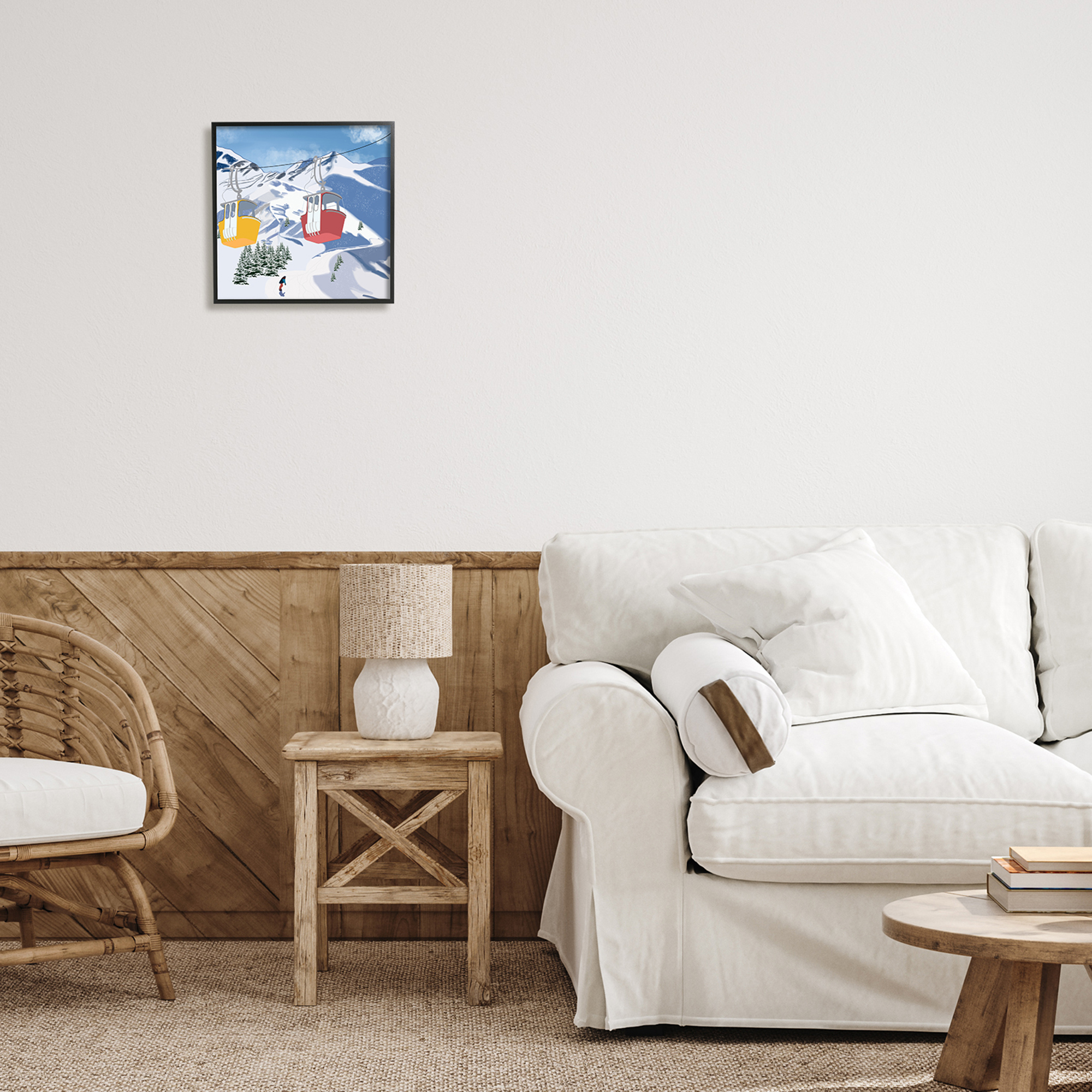 Stupell Industries Ski Life Shuttle Snowy Mountain Landscape Snowboard Athlete, 12 x 12, Design by Ashley Singleton