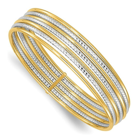 Auriga Fine Jewelry 14K Two-tone Gold Diamond-cut 7 Layer Slip on Bangle for Women