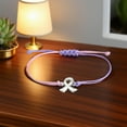 thumbnail image 4 of Mouliraty Breast Cancer Bracelet, Advocate The Bracelet for Women's Health Ribbon Bracelet Breast Illness Awareness Day Pull-Out Hand Chain Holiday Gift, Pink and Purple, 4 of 6