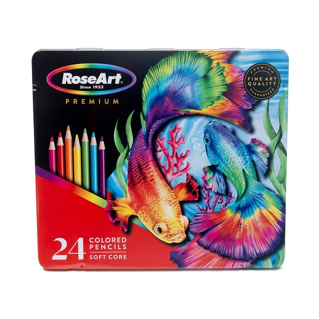 Lápices De Colores Roseart Premium De 24 Quilates, Suministros De Arte Para Dibujar Bocetos, Colores Para Adultos, Lápices De Colores De Núcleo Suave, Paquete De 24, Multicolor