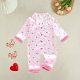 thumbnail image 5 of Byoo Girls Sleepwear Onesies Valentine's Day Heart Vertical Stripe Graphic Long Sleeve Button Down Bodysuit Baby Cute Jumpsuit, 5 of 9