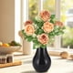 thumbnail image 4 of Ramo de rosas de seda - Flores artificiales de 33" con dalias, hortensias y follaje para decoración del hogar y bodas, 4 of 7