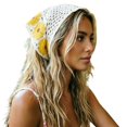 thumbnail image 2 of Crochet Hair Scarf,Cute Crochet Headband,Floral Hair Scarf, Bohemian Triangle Bandana Set for Women,Daily Styling,Photography,Outdoor,Travel, 2 of 3