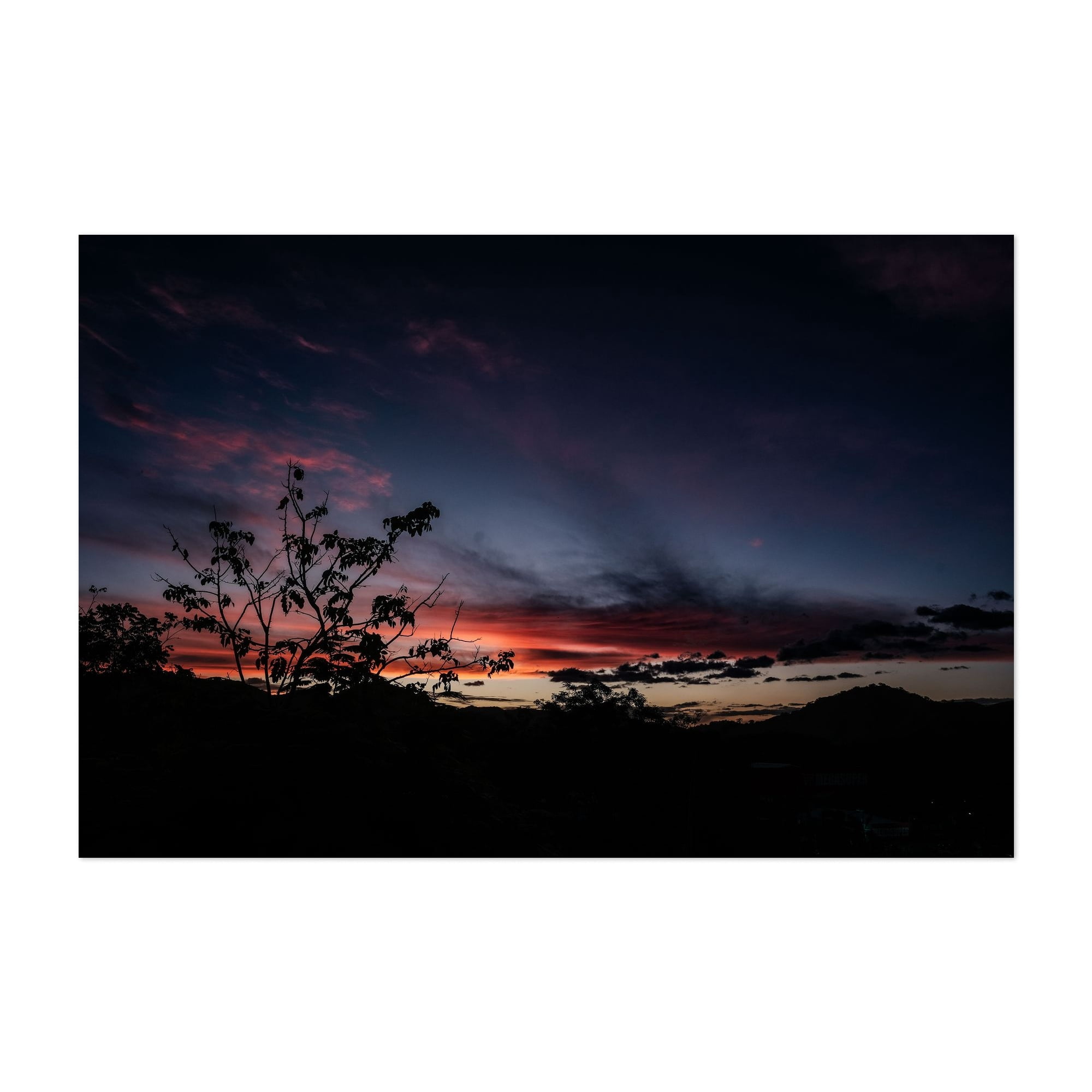 View of sunset from Pacifico Balcony - Guanacaste Province Costa Rica Photography Sunset Silhouette Nature Landscape Scenic Night Sky Moody Unframed Wall Art Print 4 x 6 inches