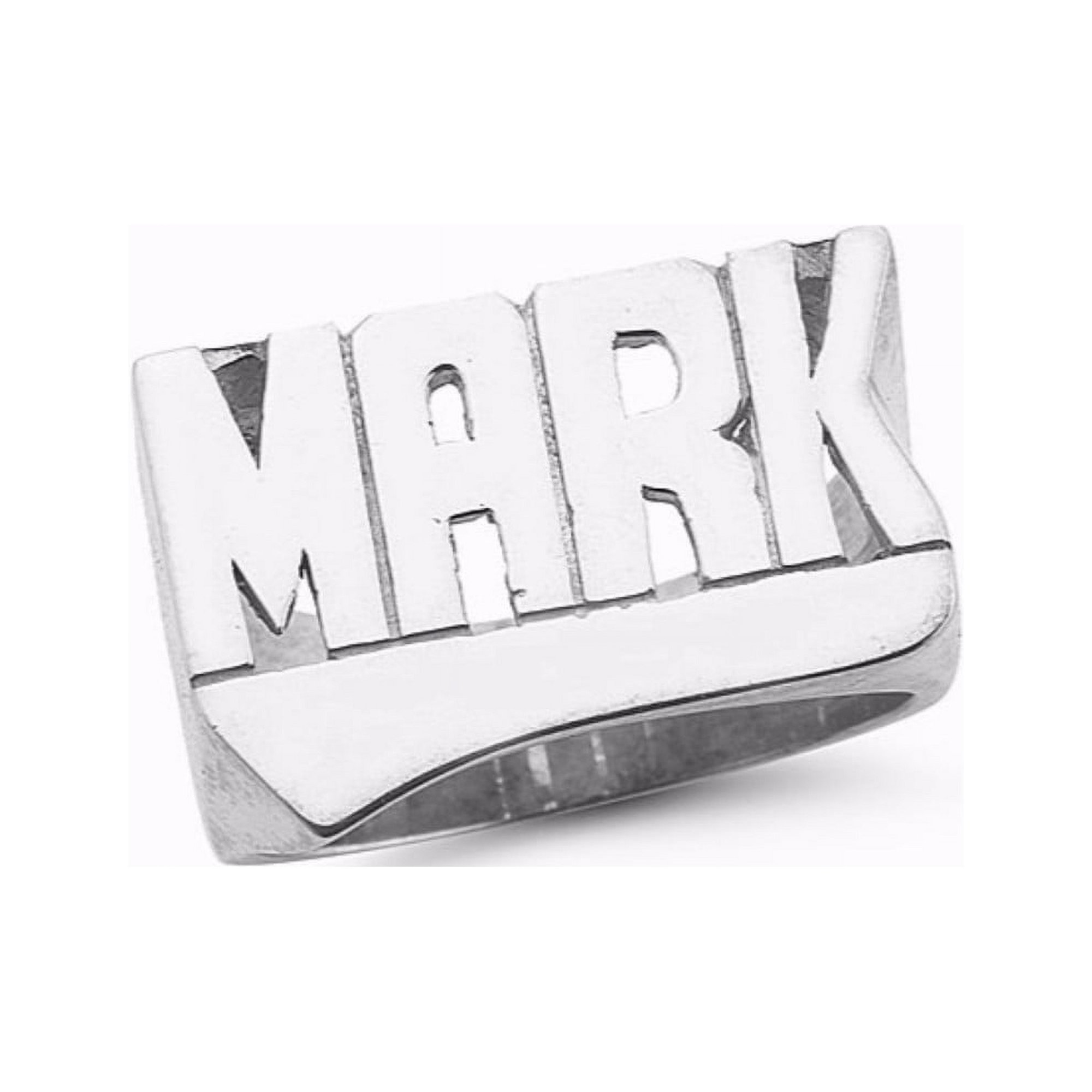 Personalized Name Ring - Block Letters Shiny Finish 12MM 14K Yellow or 14K 14K White Gold. Special Order, Made to Order. PLR096W