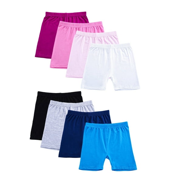 Baozhu 8 Pack Girls Bike Cartwheel Shorts Kid Under Dress Dance Short Kids Biker Safety Shorts Multi-Color,2-10 Years