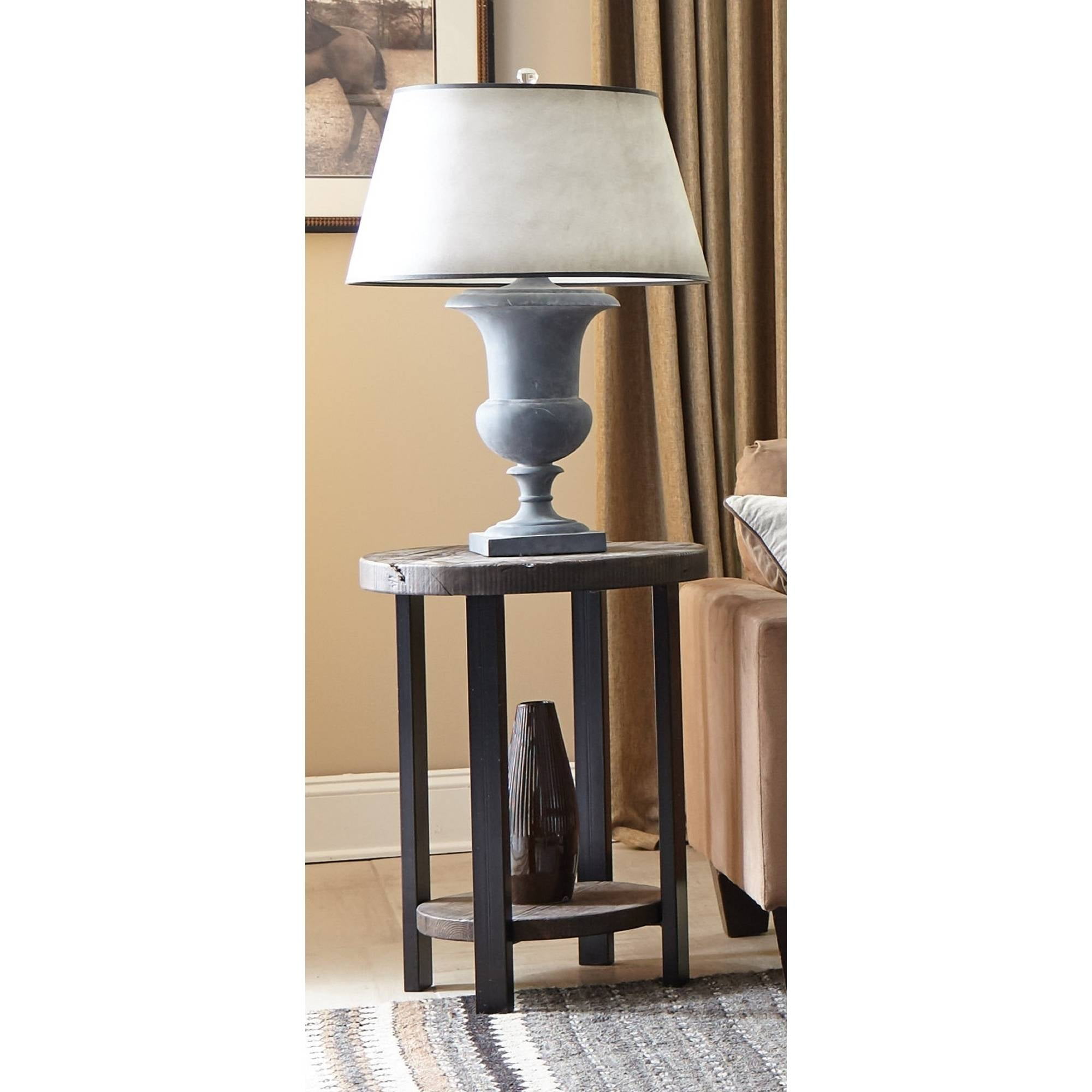Alaterre Pomona Round End Table, Rustic Natural