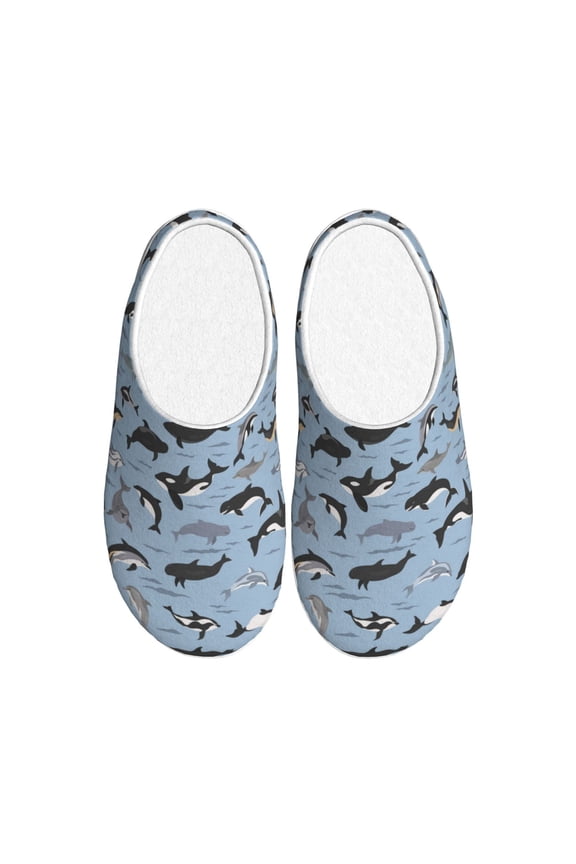 Dolphins Women's Men's Slippers Plush Slip-On House Slipper for Winter Indoor Soft Cushion Non-slip Fluffy Slides Slippers-13