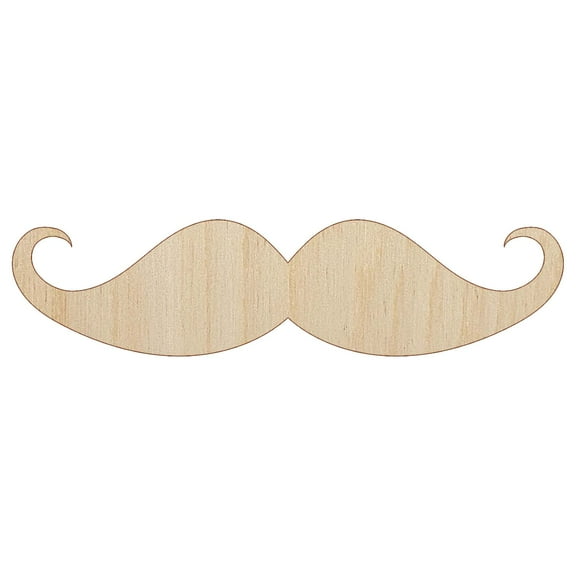 Handlebar Mustache Moustache Silhouette Wood Shape Unfinished Piece Cutout Craft DIY Projects - 4.70 Inch Size - 1/8 Inch Thick