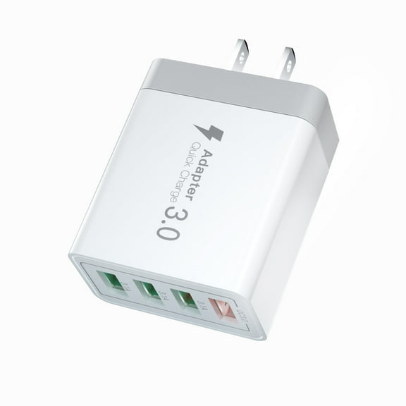 NIFFPD Quick Charge 3.0 Wall Charger 45W QC 3.0 USB Wall Charger 4 Ports USB Wall Charger Adapter Fast USB Charging Block for iPhone，Samsung, LG, Moto White
