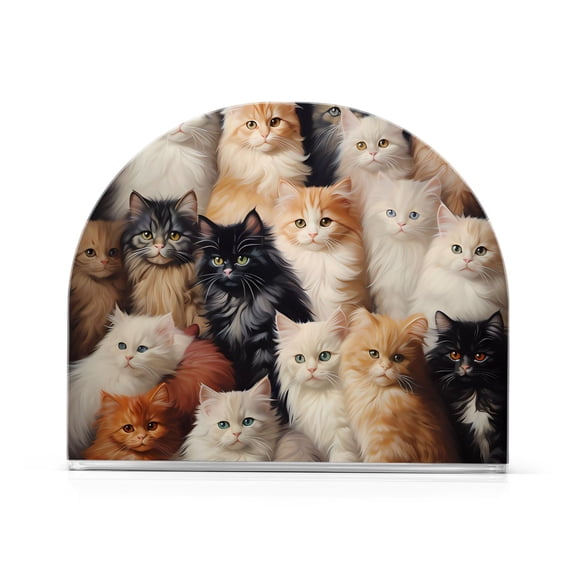 Many Cats Napkin Holder for Table Clear Napkin Stand Paper Holder Acrylic Organizer Dispenser Napkins for Dinner Kitchen Restaurant Room