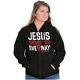 thumbnail image 4 of Jesus Way Truth Life Bible Verse Unisex Fleece Graphic Zip Up Hoodie Brisco Brands 4X, 4 of 5