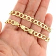 thumbnail image 3 of Nuragold 10k Real Yellow Gold Solid Cuban Curb Link 7mm Chain Bracelet (7"-9") Italian Jewelry for Men, 3 of 11