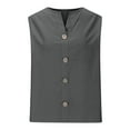 thumbnail image 4 of Womens Summer Tops Fashion Solid Color V-Neck Button Sleeveless, 4 of 5