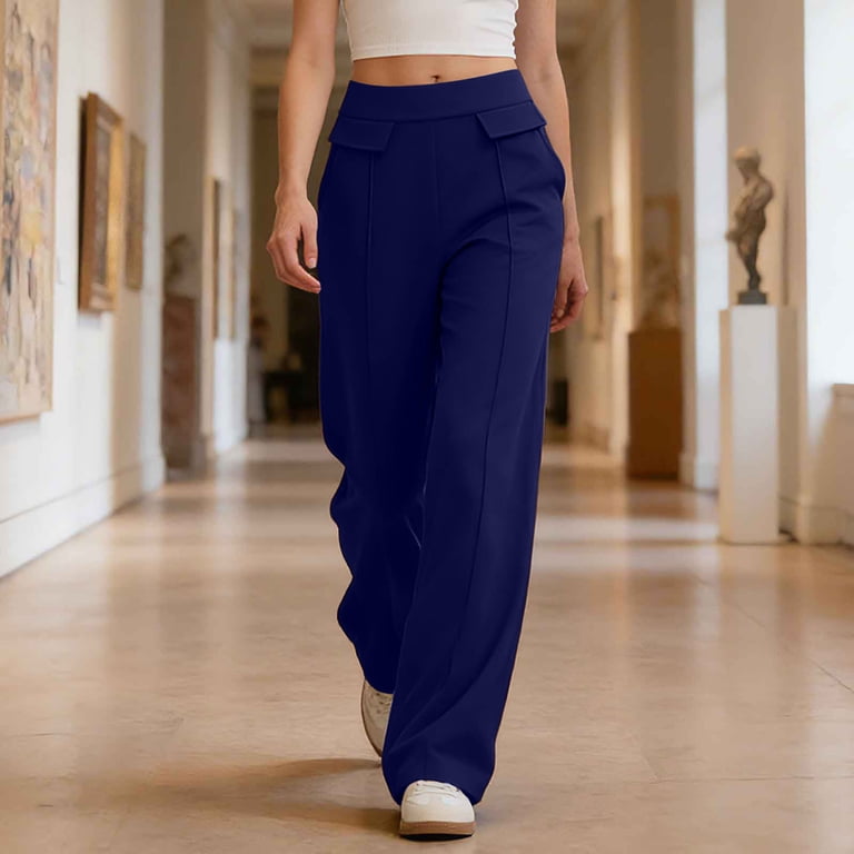 ladies dress pants at walmart ZyeKqe Womens Dress Pants Baggy Elastic Waist Straight Leg Stretch Comfy  Office Work Business Casual Trousers with Pockets