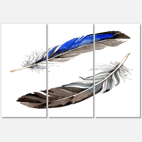 Designart ' Colourful Boho Art Feathers III ' Bohemian & Eclectic Canvas Wall Art Print