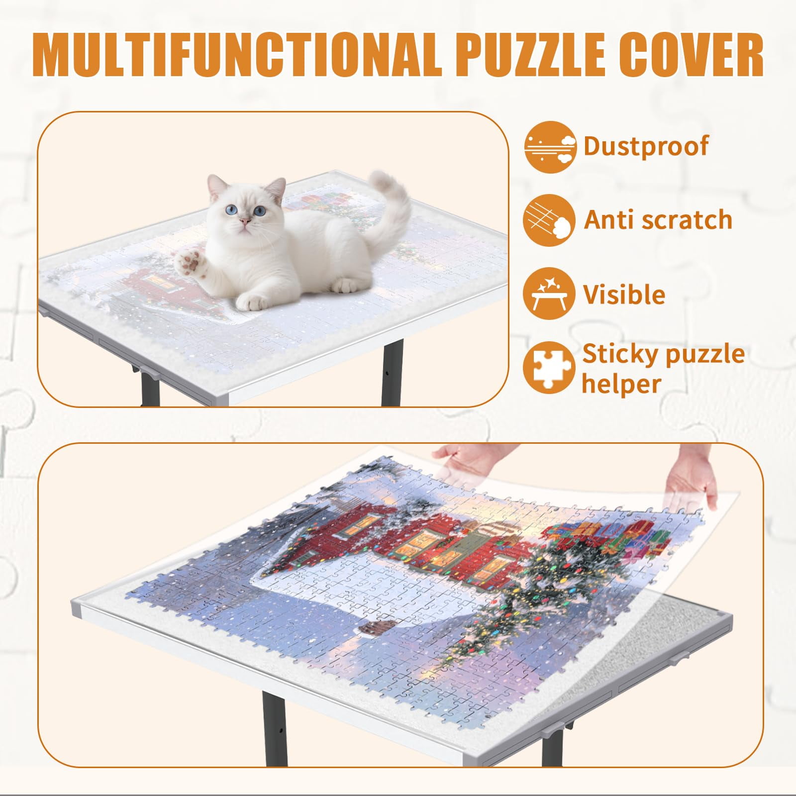 Jigsaw Puzzle Table with Drawers, Puzzle Board for Adults with Metal Legs, Adjustable Angle & Height, Gift for Birthday, 1500 Pieces