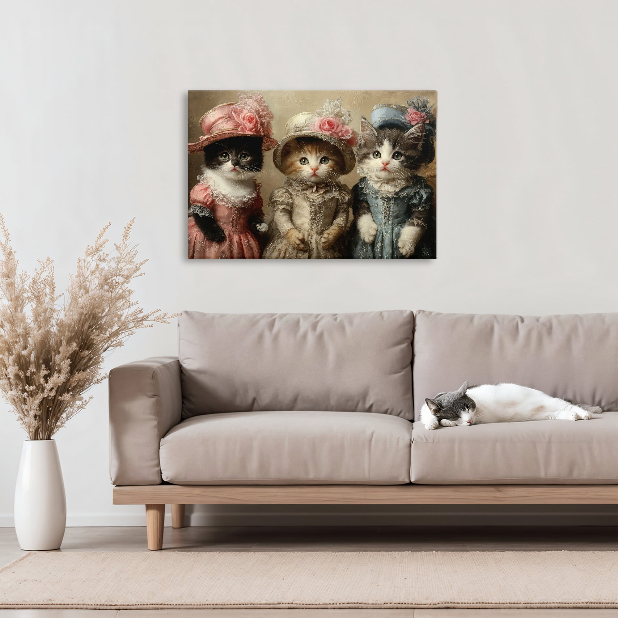 Stupell Industries Vintage Dress Cats Canvas Wall Art, design by The Wands Want