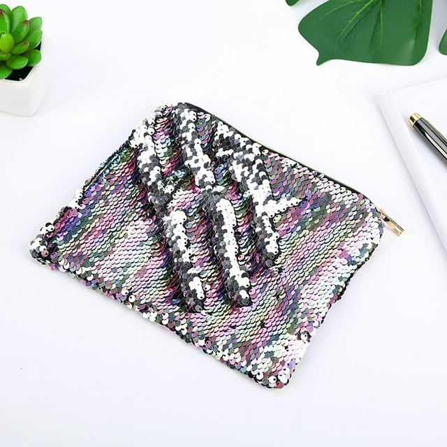 Xihbxyly Estuche de Lentejuelas, Gran Capacidad, Poliéster Resistente, Multiusos, Elegante Estuche con Cremallera, Organizador de Maquillaje, Tamaño 20 X 16 X 1 Cm.