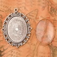 thumbnail image 3 of 5sets 40x30mm Oval Clear Glass Cabochon Cover and Silver style Cabochon Settings for Cadmium Free & Lead Free : 61x48mm Hole: 3mm Tray: 40x30mm, 3 of 3