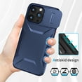 thumbnail image 3 of Allytechgroup iPhone 15 Pro Max Case with Screen Protector, Rugged Hybrid TPU PC Back Hard Shell Cover Anti-Scratch Sliding Camera Lens Protector Phone Case for Apple iPhone 15 Pro Max, Blue, 3 of 6