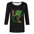 thumbnail image 3 of LOVE Shamrock Printed Funny Shirts 2025 Womens Fashion St. Patrick's Day Clothes Crewneck 3/4 Sleeve Tops for Party, 3 of 5