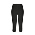 thumbnail image 5 of UVEASISHA Solid Capri Leggings for Women Side Split High Waisted Cropped Pants Summer Casual Yoga Capris Black XL, 5 of 6
