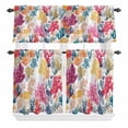 thumbnail image 2 of Kitchen Window Curtains Valance and Tier Set, Watercolor Coastal Ocean Coral Rod Pocket Tier Curtain Valance Set, Colorful Marine Creature Light Filtering Cafe Curtains for Bedroom Living Room, 2 of 9