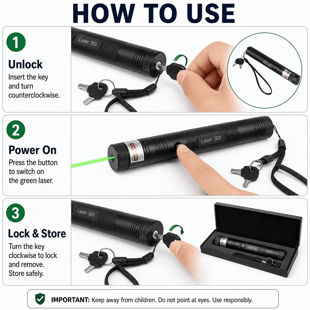 Laser 303 Green Laser Pointerhandheld Beam Pen for Presentations