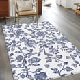 thumbnail image 4 of 2.7x5 Area Rugs, Blue Flower Non-Skid Rubber Backing Large Rectangle Rugs - Living Room Bedroom Home Office, Spring Leaf Vintage Farmhouse Boho Plant Indoor Floor Mat Carpets Washable Rug, 4 of 9