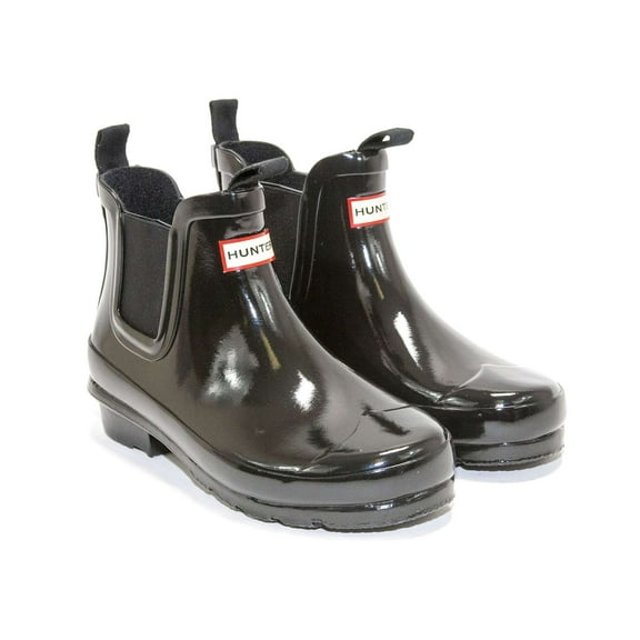 Hunter Girls Original Gloss Chelsea Boots, Black,1 M US