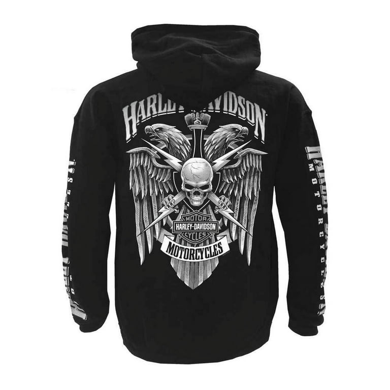 Harley Davidson Men s Hoodie Lightning Crest Pullover Sweatshirt Black L Walmart