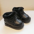 thumbnail image 5 of Eltusu Girls Snow Boots, No Slip Windproof Thermal Soft Sole Walking Shoes Black Size 1 T, 5 of 6
