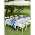 thumbnail image 3 of Blue Blooms Floral Outdoor Tablecloth - 54x80 Inch Rectangle Dining Table Cover, Spring Flowers Botanical Blue Ombre Waterproof Outdoor Table Cloth with Umbrella Hole & Zipper for Picnic/Patio/Party, 3 of 7