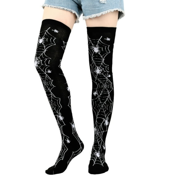 Nvzi-a Halloween Thigh High Long Stockings Over Knee Stockings Cosplay Festival Socks ，Black Spider Web