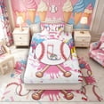 thumbnail image 4 of Meiyoeat Ice Cream Baseball Letter L Twin Sheet Sets 3pcs for Girls Kids, Dripping Sprinkles Bedding, Pink White Red, 4 of 6