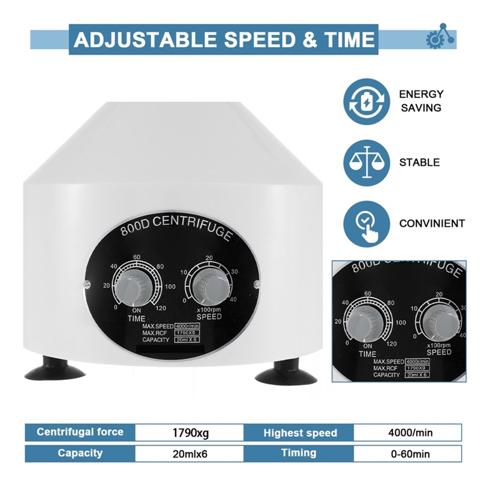 800D Electric Centrifuge PRP PRF Medical Separate Machine Desktop LabCentrifuge With Timer And Speed Control 4000rpm 20ml*6
--------
,Strong Power