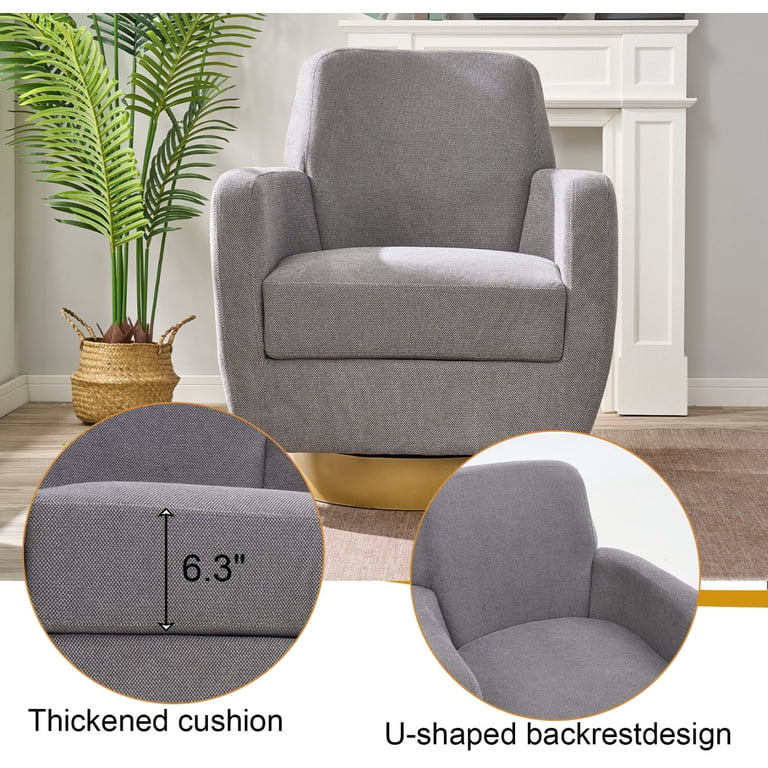 COLAMY Swivel Barrel Accent Chair With Ottoman & Storage - Modern Lounge Armchair For Living Room, Office (Light Grey)