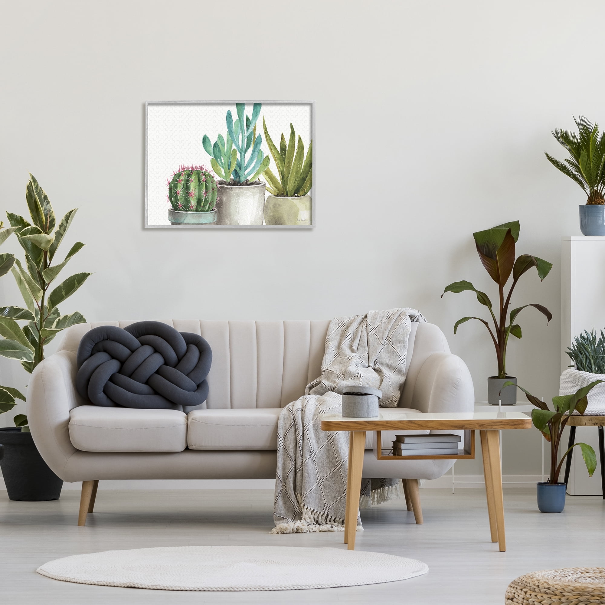 Stupell Industries Modern Succulents Pattern Green Grey Watercolor Painting Framed Art Print Wall Art, 30x24, By Lisa Audit