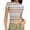Khaki-A, variant on Women's Casual Star Print Round Neck Slim Fit Bodycon Knit Short Sleeve T Shirt, Daily Basic Top Pink M