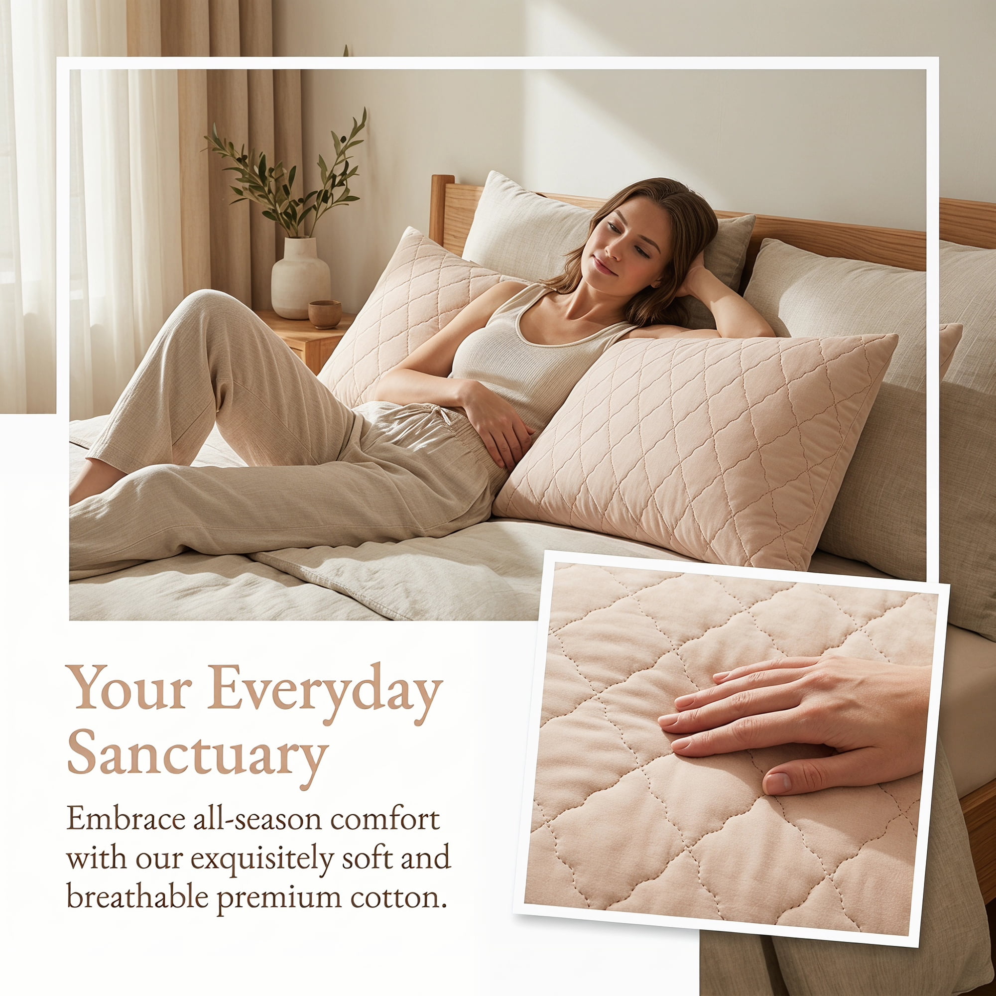 Unique Bargains Breathable Hypoallergenic Envelope Pillow Protectors King Khaki 20" x 35"