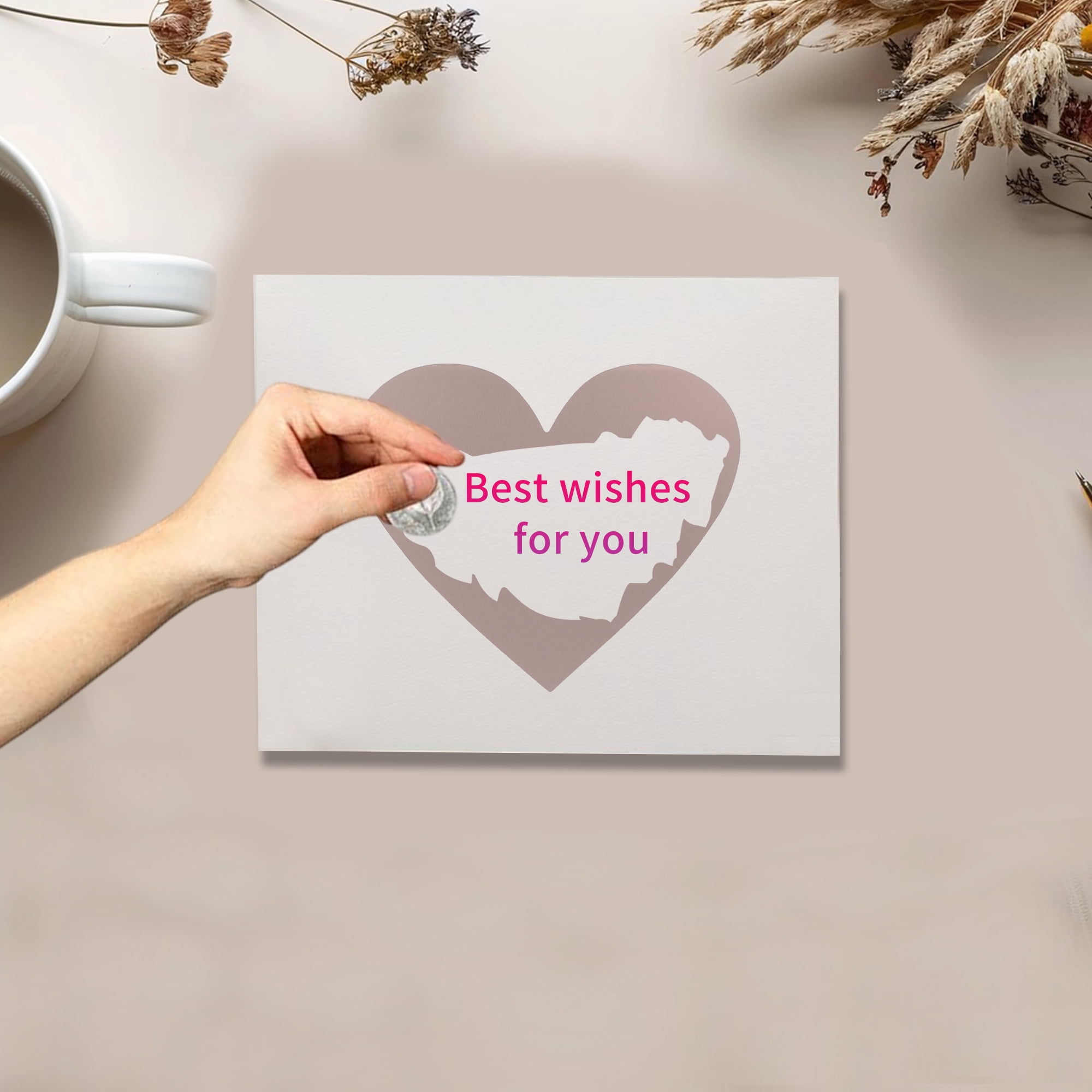 Unique Bargains 50Pcs Surprise Wedding Scratch Stickers 2.76" x 2.36" Rose Gold Tone