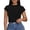 Black, variant on Crop Tops for Women Short Sleeve Mock Neck T Shirts Y2k Cute One Button Tee Shirt