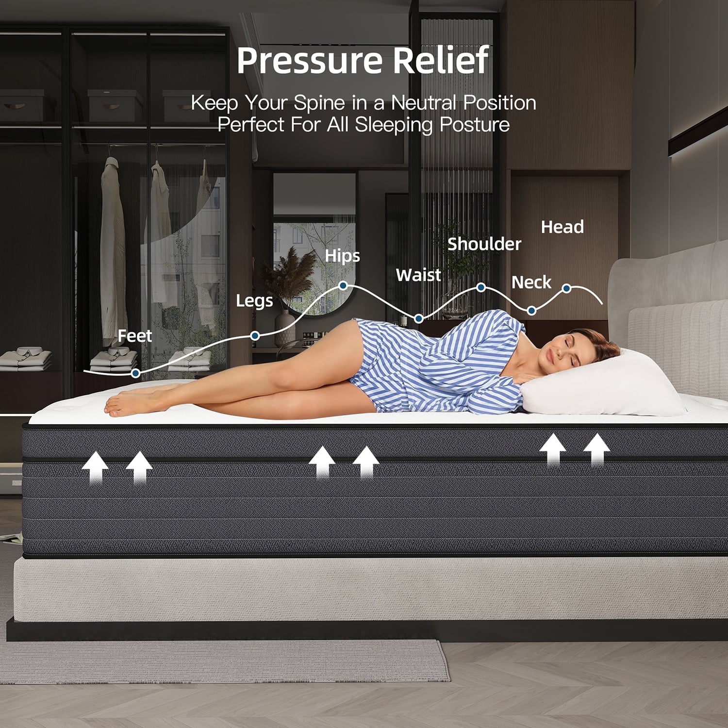8 inch Twin Gel Memory Foam Hybrid Mattress Pocket Spring in a Box Medium Firm