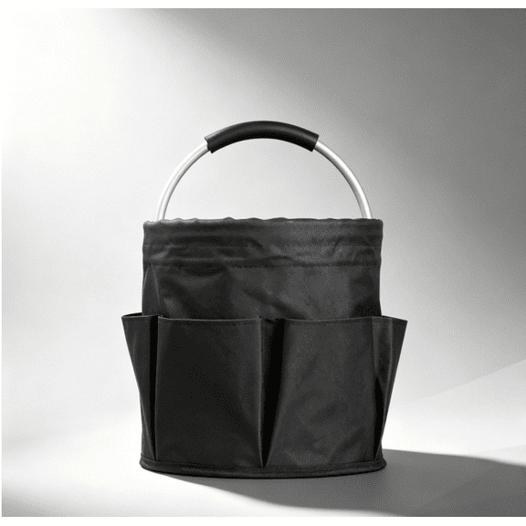 Foldable Fabric Storage Basket with Handle, 17L Collapsible Organizer Tote fit for Home Garden Camping, Portable Round Bin