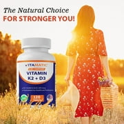 Vitamatic Vitamin D3 K2 Supplements with 10,000 IU Vitamin D + 200mcg Vitamin K MK-7, 120 Tablets Bone, Heart, Immune, Calcium Support
